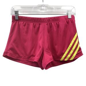 Adidas Claima Cool Shorts Womens Small Activewear Pink Yellow Elastic Waist